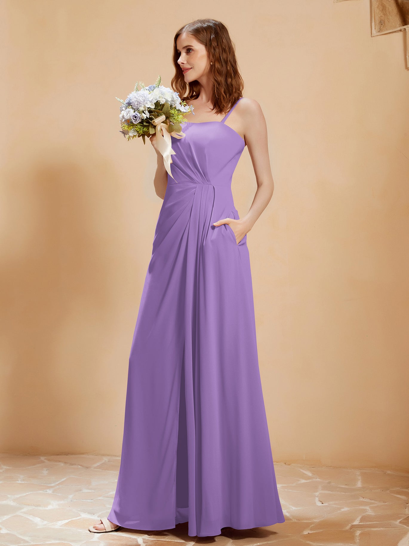blue dress for baby girl ZAPAKA Women Tahiti Bridesmaid Dress with Ruffles Mermaid Halter Chiffon  Long Wedding Party Dress – ZAPAKA NZ main image 1