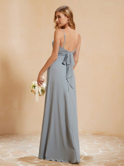 Strapless Sweetheart Ruched High Slit Sheath Long Dress Dusty Blue