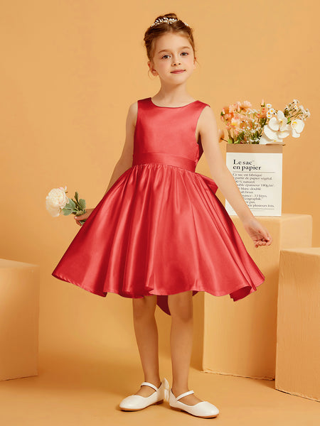 BABARONI A-Line Satin Flower Girl Dress