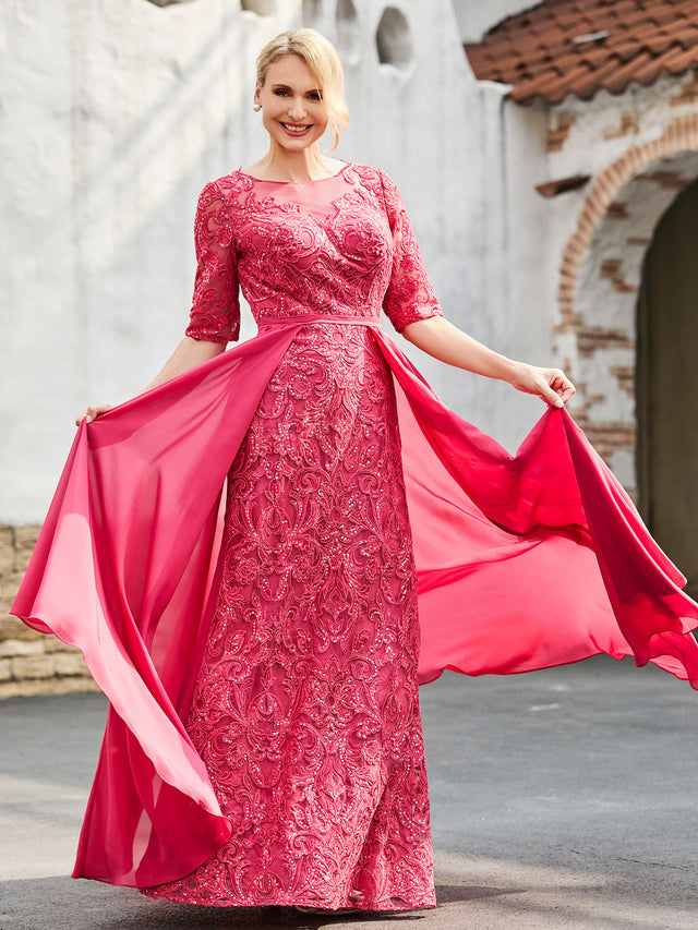 A-Line Off the Shoulder Chiffon Floor-Length Dress Cinnamon Rose