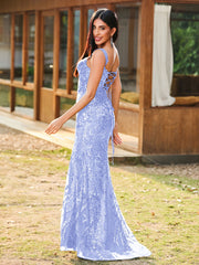Sheath/Column Sweetheart Sequins Prom Dress with Slit Lavender