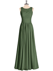 Illusion Sweetheart Neck Chiffon Bridesmaid Dress-Olive Green Plus Size