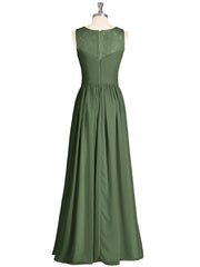 Illusion Sweetheart Neck Chiffon Bridesmaid Dress-Olive Green Plus Size