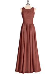 Illusion Sweetheart Neck Chiffon Bridesmaid Dress-Terracotta Plus Size