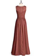 Illusion Sweetheart Neck Chiffon Bridesmaid Dress-Terracotta Plus Size