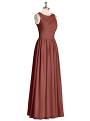 Illusion Sweetheart Neck Chiffon Bridesmaid Dress-Terracotta