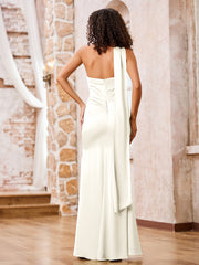 Halter Sheath Elegant Maxi Dresses with Slit Ivory