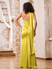 Halter Sheath Elegant Maxi Dresses with Slit Marigold
