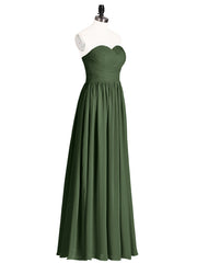 Strapless Cross-pleated Full Length Bridesmaid Gown-Olive Green Plus Size