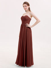 Strapless Cross-pleated Full Length Bridesmaid Gown-Terracotta Plus Size