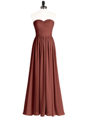 Strapless Cross-pleated Full Length Bridesmaid Gown-Terracotta Plus Size