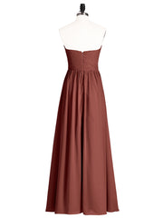 Strapless Cross-pleated Full Length Bridesmaid Gown-Terracotta Plus Size