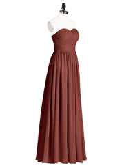 Strapless Cross-pleated Full Length Bridesmaid Gown-Terracotta Plus Size