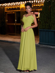 Spaghetti Strap Chiffon Bridesmaid Gowns-Clover
