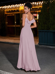Spaghetti Strap Chiffon Bridesmaid Gowns-Dusk