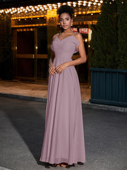 Spaghetti Strap Chiffon Bridesmaid Gowns-Dusk
