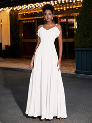 Spaghetti Strap Chiffon Bridesmaid Gowns-Ivory