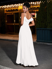 Spaghetti Strap Chiffon Bridesmaid Gowns-Ivory