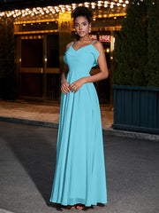 Spaghetti Strap Chiffon Bridesmaid Gowns-Pool