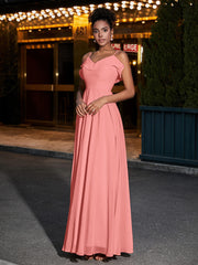 Spaghetti Strap Chiffon Bridesmaid Gowns-Sunset