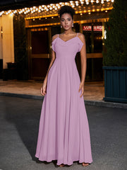 Spaghetti Strap Chiffon Bridesmaid Gowns-Wisteria