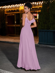 Spaghetti Strap Chiffon Bridesmaid Gowns-Wisteria