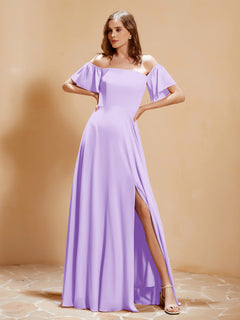 Off The Shoulder Chiffon Dress With Pocket Lilac