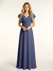 V-neck Cap Sleeves Dresses with Ruffles-Stormy