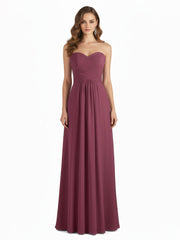 Strapless Chiffon Gown with Sweetheart-Mulberry
