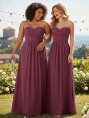 Strapless Chiffon Gown with Sweetheart-Mulberry
