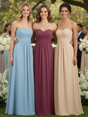 Strapless Chiffon Gown with Sweetheart-Mulberry