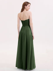 Strapless Chiffon Gown with Sweetheart-Olive Green Plus Size