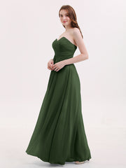Strapless Chiffon Gown with Sweetheart-Olive Green Plus Size