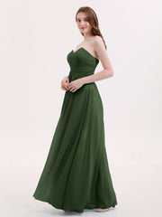 Strapless Chiffon Gown with Sweetheart-Olive Green