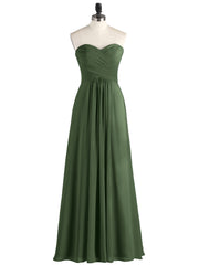 Strapless Chiffon Gown with Sweetheart-Olive Green Plus Size