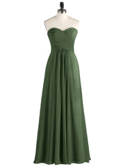 Strapless Chiffon Gown with Sweetheart-Olive Green