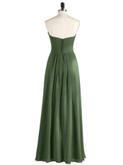 Strapless Chiffon Gown with Sweetheart-Olive Green Plus Size