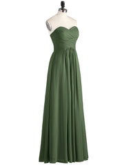 Strapless Chiffon Gown with Sweetheart-Olive Green