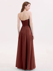Strapless Chiffon Gown with Sweetheart-Terracotta