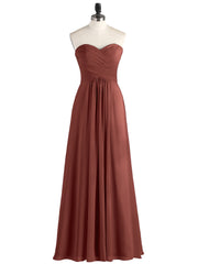 Strapless Chiffon Gown with Sweetheart-Terracotta