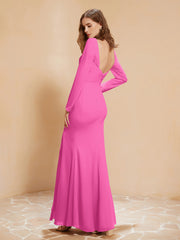 V-neck Pleated Mermaid Chiffon Dress With Silt Azalea Plus Size