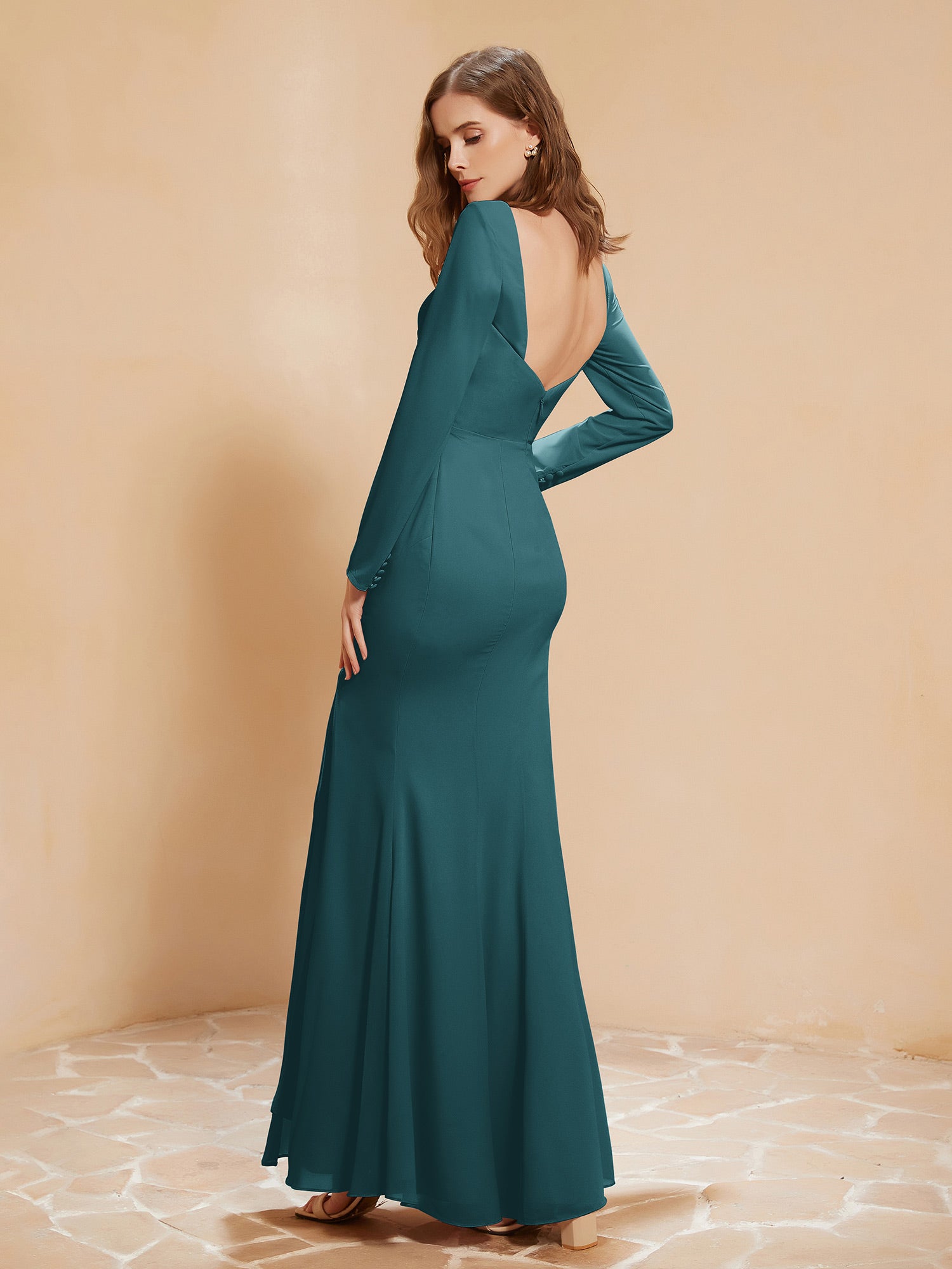 Terracotta Mermaid Chiffon Dress