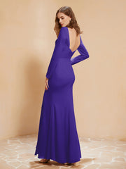 V-neck Pleated Mermaid Chiffon Dress With Silt Regency Plus Size