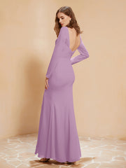 V-neck Pleated Mermaid Chiffon Dress With Silt Wisteria Plus Size