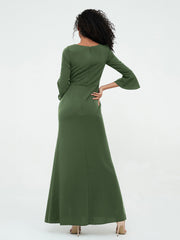 Mermaid Sexy Trumpet Sleeves Dresses with Slit-Olive Green Plus Size