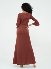 Mermaid Sexy Trumpet Sleeves Dresses with Slit-Terracotta