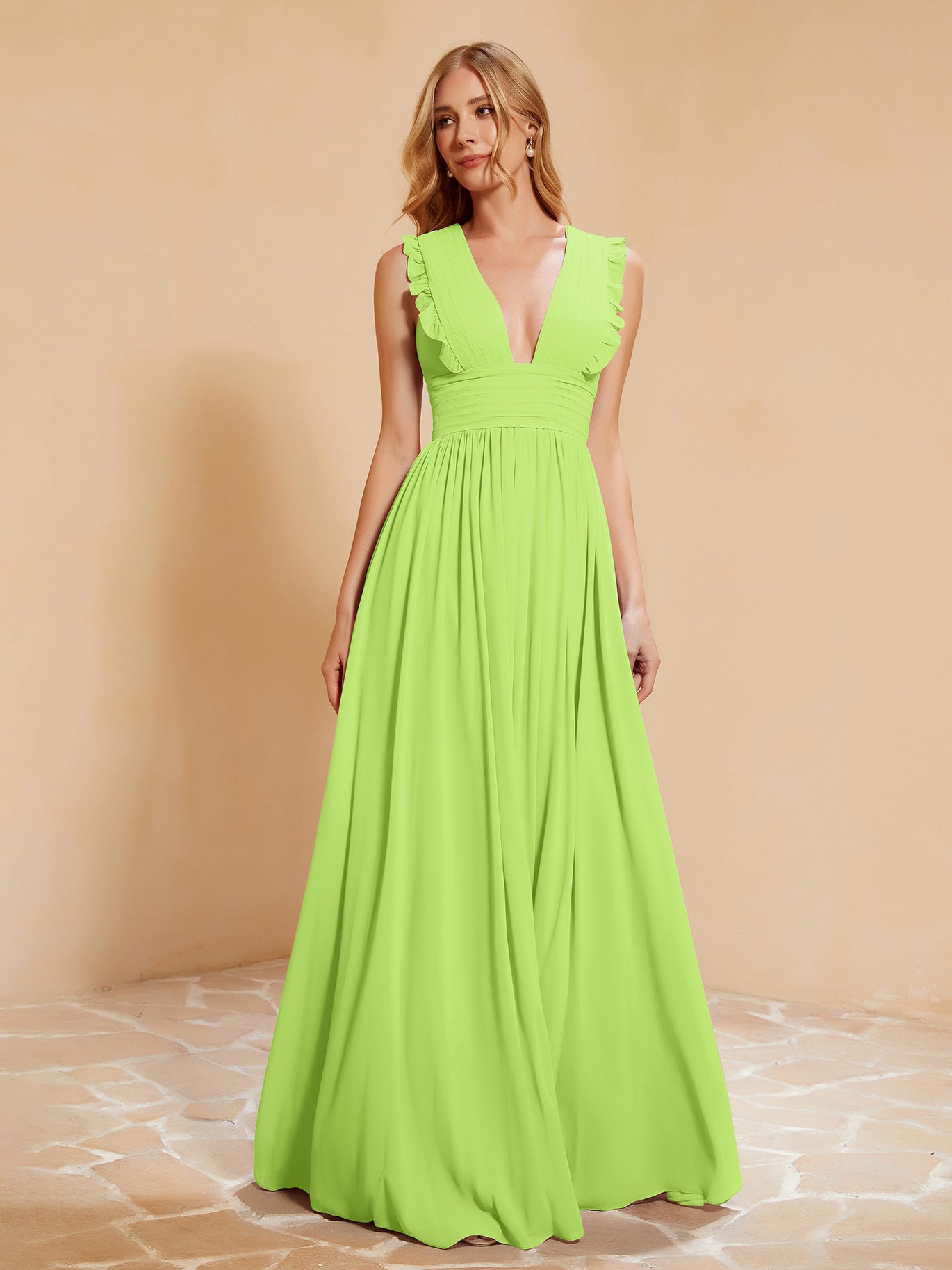 Lime-Green Bridesmaid Dresses - For Spring Summer Wedding BABARONI Lime-Green Bridesmaid Dresses - For Spring Summer Wedding BABARONI