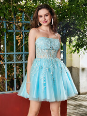 Strapless Transparent Top Sleeveless Short Dress Spa