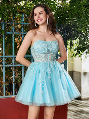 Strapless Transparent Top Sleeveless Short Dress Spa