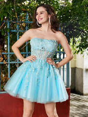 Strapless Transparent Top Sleeveless Short Dress Spa